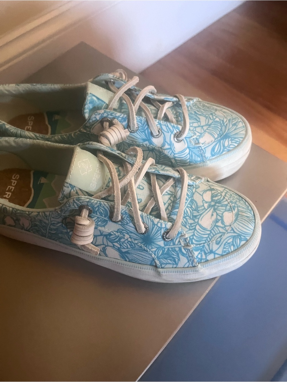 Sperry Light Blue Floral Slip-On Sneakers